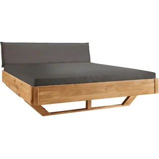 Linea Natura Balkenbett, Wildeiche, Grau, Holz, Textil, Wildeiche, massiv, 180x220 cm, in verschiedenen Größen erhältlich, Schlafzimmer, Betten, Doppelbetten