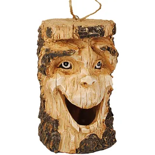 alles-meine.de GmbH Vogelhaus/Dekofigur - lustiger Baum - 21 cm - aus Kunstharz/Polyresin - Nistkasten Vogelhäuschen Vogelnistkasten - für Garten & Balkon - Bunte Farben/Ha..