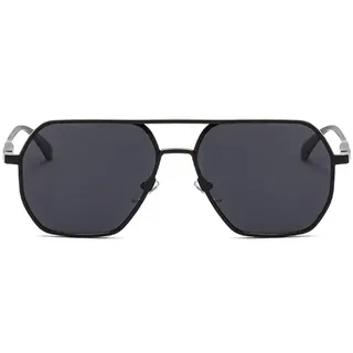 BYLITZ Unisex Sonnenbrille URBAN GT | Eckiges Design, polarisiert, stilvoll | UV400-Schutz | Metallrahmen in Silber, Schwarz | Für Damen, Herren, Töchter und Söhne, Aktuelle Trend Brille