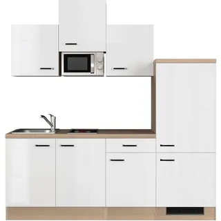 Flex-Well Küchenzeile Valero 210 cm Hochglanz Weiß