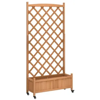 vidaXL Pflanzkübel mit Rankgitter und Rollen 75 x 75 x 75 cm Braun