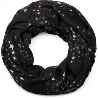 styleBREAKER Loop Loop Schal mit Metallic Sterne Print, (1-St) schwarz