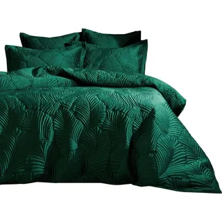 Paoletti - Gesteppt - Bettwäsche-Set "Palmeria", Samt RV2144 (Einzelbett) (Smaragdgrün) - Grün