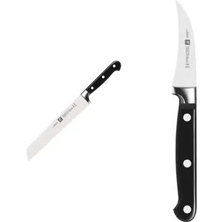 Zwilling 1001501 Brotmesser, Klingenlänge:20cm, Klingenblatt mit Wellenschliff, Rostfreier Spezialstahl/Kunststoff-Griff, Professional S, Schwarz & 1001437 31020-051 Professional S Schälmesser,schwarz