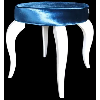 Casa Padrino Barock Sitzhocker Türkis / Weiß - Designer Rundhocker - Luxus Qualität