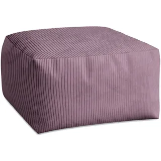 DreamRoots Pouf Hocker Fußhocker Cord, Cube 70x70x40cm, Plum Smoothie