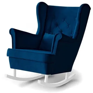 Beautysofa Schaukelsessel Fabio, mit Einbringung in die Wohnung (Holzbeine in Weiß, Buche oder Wenge Farbe) blau