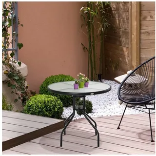 Outsunny Gartentisch Beistelltisch Ø 80 x 72 cm Schwarz