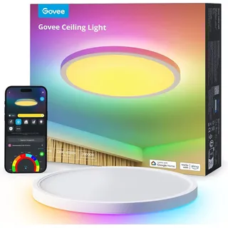 Govee Deckenleuchte RGBIC Smart, 24W Ø30cm Led Deckenleuchte dimmbar, Deckenlampe Led mit 16 Millionen DIY Farben, Kompatibel mit Alexa & Google Assistant, für Schlafzimmer