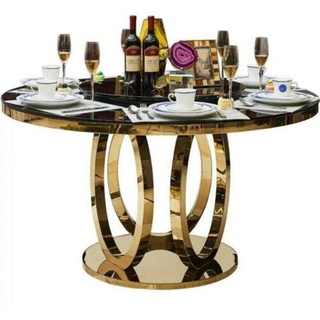 JVmoebel Esstisch, Hochwertiger Luxus Designer Ess Tische Rund Tisch Runde goldfarben