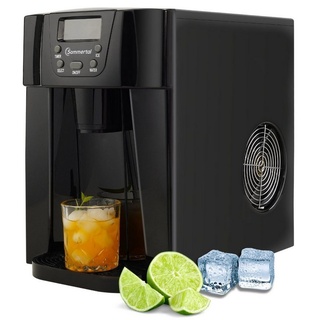 sommertal Eiswürfelmaschine mit Kaltwasserfunktion EM12E - Ice Maker mit schneller Eisproduktion ab 6 Minuten, 12kg pro Tag, 2 Würfelgrößen, Timer, autom. Abschaltung -