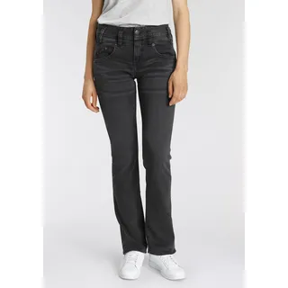 Bootcut-Jeans HERRLICHER "PEARL BOOT ORGANIC" Gr. 26, Länge 32, schwarz (ino x 95) Damen Jeans Bootcut mit Fransensaum