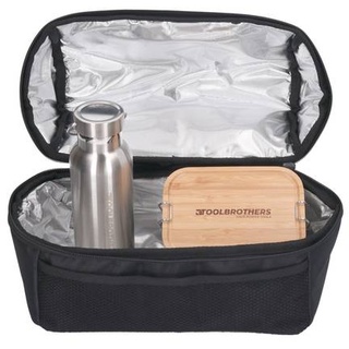 Toolbrothers Lunchpaket mit Makita Isoliertasche + Toolbrothers Fan Edelstahl Brotdose mit 2 Etagen und Bambus Decke 1340 ml + Edelstahl