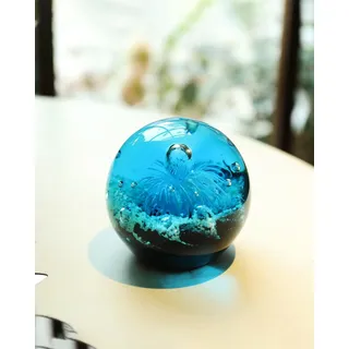Handgeblasene Anemonen-Figur aus Glas, blauer Briefbeschwerer, dekorative Kugel, Glaskugel, Kristallkunst, Sammlerstück für Geschenk, Muttertag, Zuhause und Büro