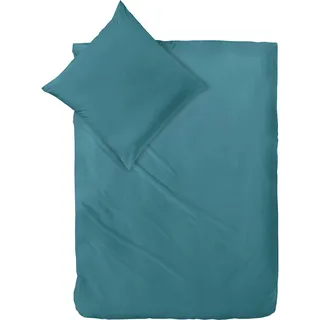 Decoper ® Mako-Satin Bettwäsche aus 100% Baumwolle | Atmungsaktiv & kuschelig weich | Farbe Smaragd Türkis| 2 teilig - 135 x 200 cm + 80 x 80 cm