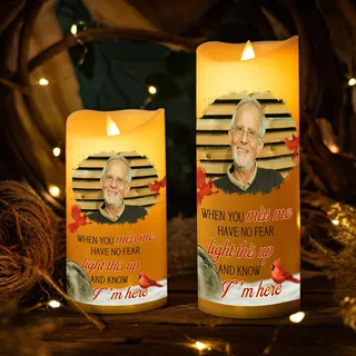 Kenon Individuelle flammenlose LED-Kerzen für Weihnachten, personalisiertes Foto, 3D-LED-Gedenkkerzen, Trauerkerze, Geschenke für den Verlust von Mutter und Vater, Beileidsgeschenke für Tochter