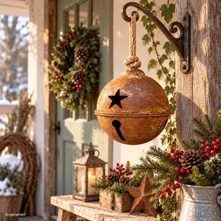 Deko Schellenglocke Rost mit Stern 16 cm Weihnachtsdeko Rostdeko Weihnachten