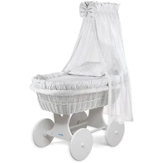waldin Stubenwagen XXL Baby Komplett aus Weide Zertifiziert EN 1130