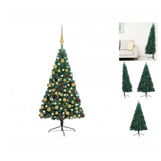 vidaXL Künstlicher Weihnachtsbaum Künstlicher Halber Weihnachtsbaum mit LEDs Schmuck Grün 180 cm grün