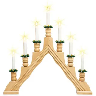 SIKORA Schwibbogen LB49 Premium Schwedenleuchter mit 7 elektrischen Kerzen B:42,5cm beige