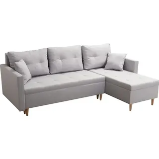 Skandinavisches Klappbares Ecksofa Mit Schlaffunktion Scandik Pik 2X Staufach rosa - Rosa