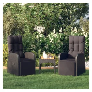 vidaXL Polyrattan Gartenstühle 57 x 69 x 106 cm schwarz 2 St. inkl. Auflage