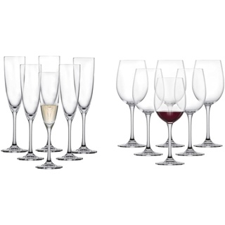 Schott Zwiesel Sektglas Classico, klassische Champagner Gläser mit Moussierpunkt & Rotweinglas Classico, klassische Kristallgläser für Rotwein oder Wasser