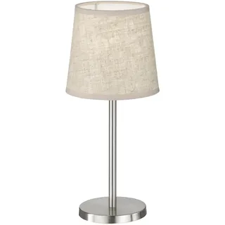 Fischer & Honsel Tischleuchte Rimini | nickelfarben matt| Stoffschirm sandfarben Leinen| H: 30 cm, D: 14 cm| mit Schnurschalter| 1x E14 max. 25 W ohne Leuchtmittel