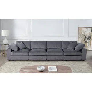OTTO home 4-Sitzer Bennid, XXL-Modulsofa mit vielen individuellen Stellmöglichkeiten, Set 4 Teile, inklusive 2 großen & 2 kleinen Zierkissen im flauschigen Cord grau