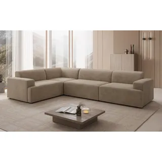 Luxusbetten24 Sofa Designer Sofa Monza Wohnlandschaft L, in Samt beige