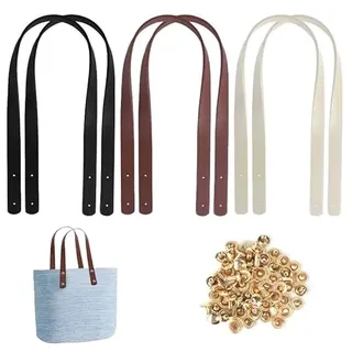 Taschengriffe Aus Leder 60CM Taschenhenkel 6 Taschenriemen 3 Farben Henkel für Taschen Leder Lederriemen für 24 Nieten Taschen Lederhandtaschengriffe Griff für Tasche für DIY Geldbörse, Handtasche