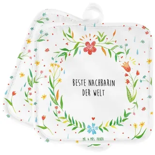 Mr. & Mrs. Panda Topflappen Nachbarin - Geschenk, Dankeschön, Topflappen lustig, Nachbarn, Ofenha, (1-tlg)