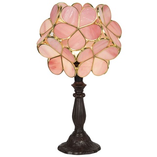 Clayre & Eef Tiffany Tischlampe 43 cm Rosa Glas Blumen