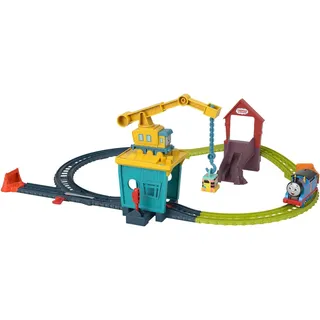 Thomas & Friends Fix 'Em Up Freunde Motorisiertes Spielzeugzug-Set | Fisher-Price Spielset mit Carly dem Kran & Sandy der Schienenspeeder für Kinder ab 3 Jahren, HDY58