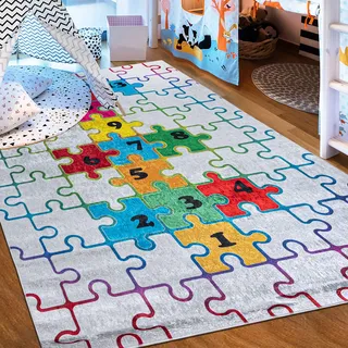 Mazovia Kinderzimmerteppich Antirutsch - Waschbar bis 30 Grad - Puzzle - Kurzflor Kinderteppich Teppich für Kinderzimmer - ÖKO-TEX Zertifiziert - Teppiche Junge Mädchen Bunt 160 x 230 cm