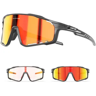 KAPVOE Selbsttönende Fahrradbrille für Herren Damen, TR90 Sportsonnenbrille mit UV400 und verstellbaren Nasenpads für Rennrad, MTB, Gravel & Laufen, K76