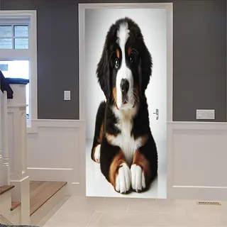 Türbekleben Tier Hund Türtapete, Selbstklebend TürPoster Haustier Hund Türbilder, 3D Fototapete Türfolie Poster Tapete Türaufkleber Tür Tapeten 86 x 200 cm q.10008