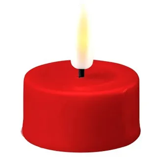 Deluxe Homeart LED Teelicht im 2er Set mit Real Flame, Ø4.1 x H4.5cm, rot