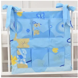 Baby-Delux Betttasche Aufbewahrungstasche Baby (1-tlg), Betttasche Babybetttasche Spielzeugtasche Organizer für Babybett blau|weiß