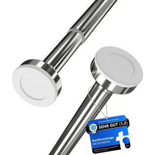 MEISENBERG Gardinenstange zum Klemmen 90-160cm - Duschstange ohne Bohren - Vorhangstange - Silber - Teleskopstange - 1Stück