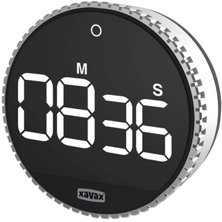 Xavax Timer digital mit Magnet für Backofen, Sport oder Desktop, Eieruhr magnetisch mit Batterie für eine smart Kitchen, digitaler Küchentimer als Kurzzeitwecker oder Küchenwecker mit Alarm u. Ton