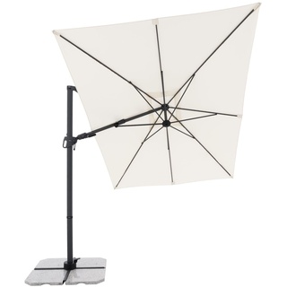 Derby Style Sonnenschirm - Ampelschirm 300 cm x 220 cm in Natur um 360° drehbar - Sonnenschirm groß mit Ständer - Pendelschirm wasserdicht für Garten & Terrasse - Kippbarer Gartenschirm