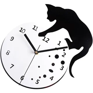Elegante Katzen-wanduhr – Große Schwarze Arabische Ziffern – Einfache Montage – Stil + Funktion