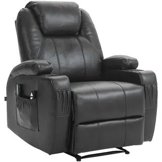 deluke Lounger Sessel PORTO Kunstleder 83 x 105 x 94 cm Braun mit Massagefunktion
