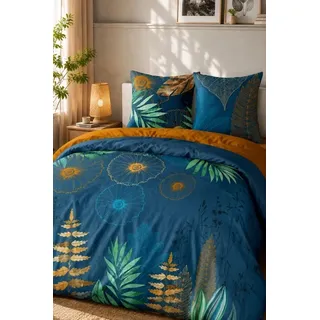 CALITEX 3-teiliges Bettwäscheset, 240 x 220 cm, Selva, 100% Baumwolle, Blau, 240 x 220 cm