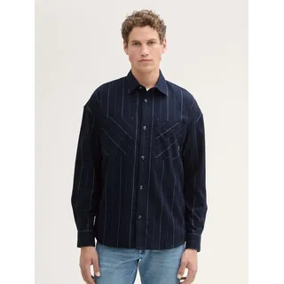 TOM TAILOR Denim Langarmhemd Gestreiftes Oversized Hemd blau XL