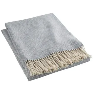 Plaid LIA aus Bio-Baumwolle mit Bio-Lambswool, Hessnatur blau|grau