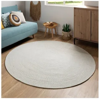 Steffensmeier Bali Handwebteppich Ø 80 cm Grün/Weiß