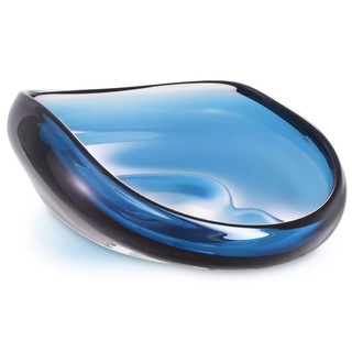 Casa Padrino Luxus Glasschale Blau 42 x 28 x H. 12,5 cm - Mundgeblasene Deko Glas Obstschale - Glas Deko Accessoirs - Luxus Kollektion