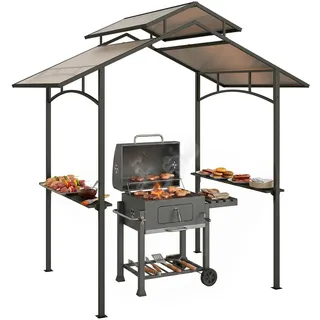 Outsunny Grillpavillon 2,4 x 1,5 m Schwarz/Braun